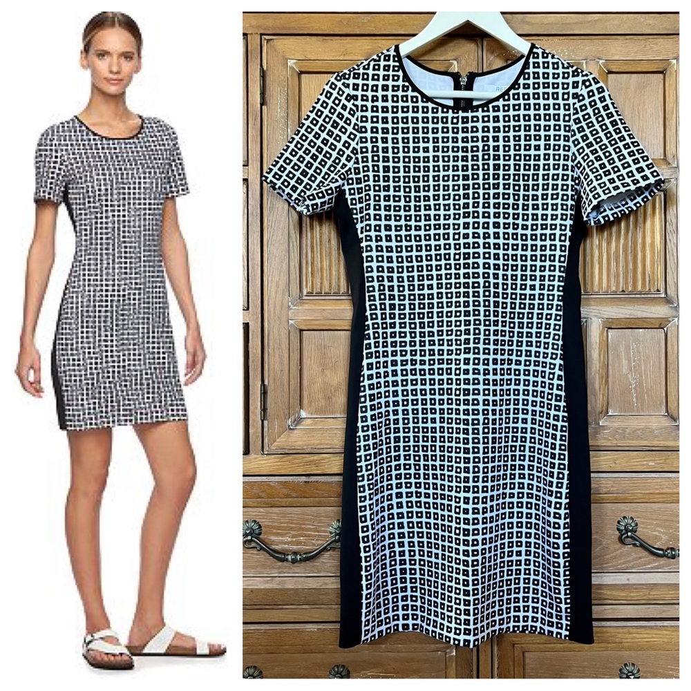 NWT REED Krakoff Sheath Scuba Dress Black & White